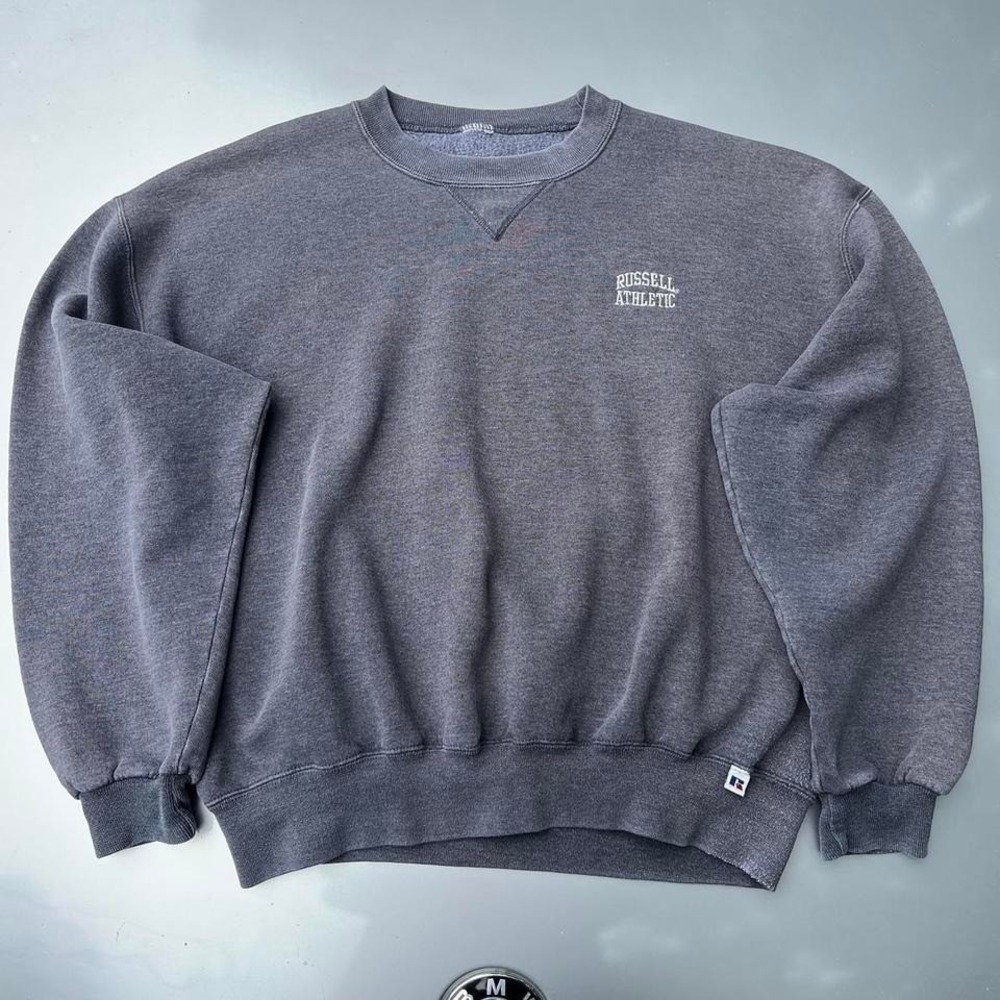 Sun faded Russell Athletic grey crewneck sweatshirt